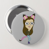 chibi catgirl ronde button 4,0 cm (Voorkant /achterkant)