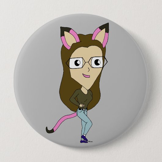 chibi catgirl ronde button 4,0 cm (Voorkant)