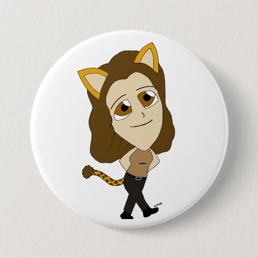 chibi catgirl ronde button 7,6 cm (Voorkant)