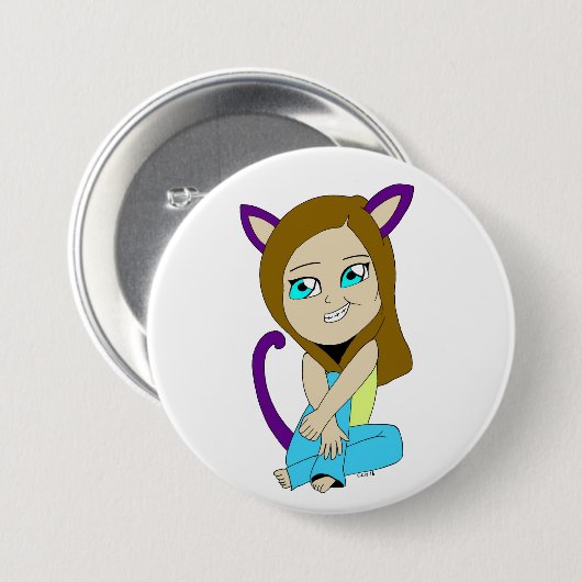 chibi catgirl ronde button 7,6 cm (Voorkant /achterkant)