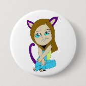 chibi catgirl ronde button 7,6 cm (Voorkant)