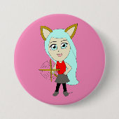 chibi catgirl ronde button 7,6 cm (Voorkant)