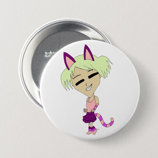 chibi catgirl ronde button 7,6 cm (Voorkant /achterkant)