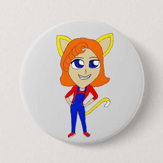 chibi catgirl ronde button 7,6 cm (Voorkant)