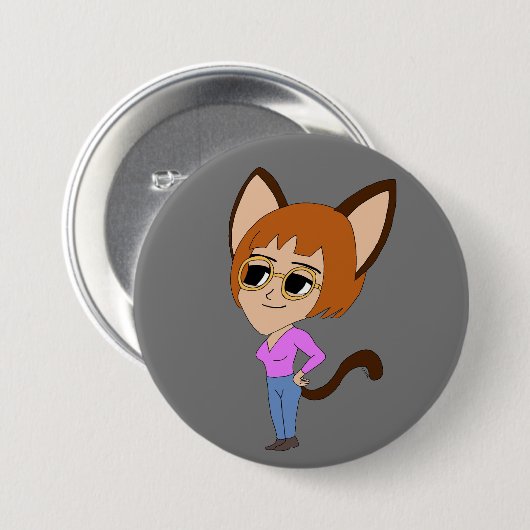 chibi catgirl ronde button 7,6 cm (Voorkant /achterkant)