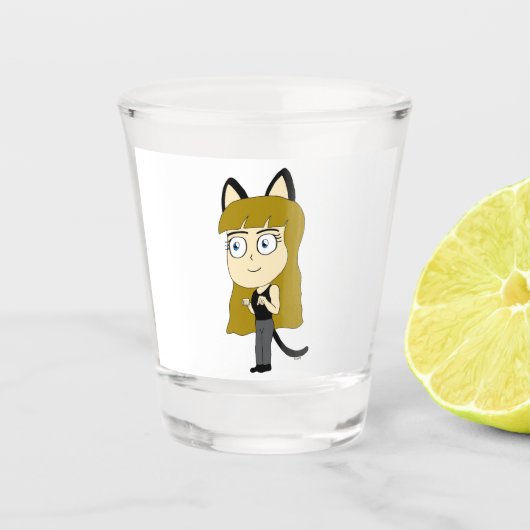 chibi catgirl shot glas (Voorkant)