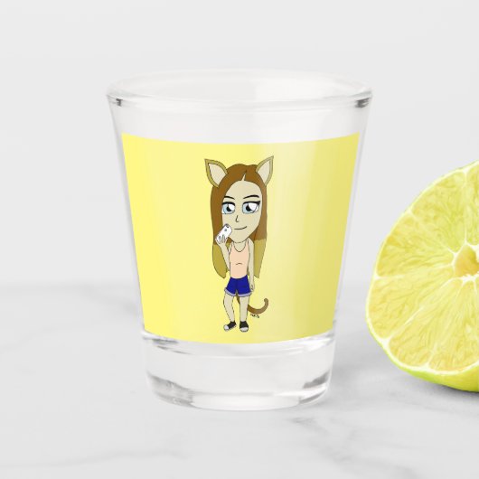 Chibi Catgirl Shot Glas (Voorkant)