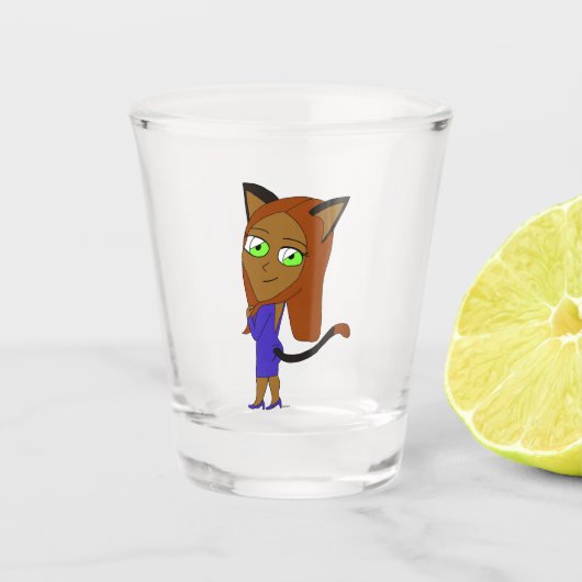 chibi catgirl shot glas (Voorkant)