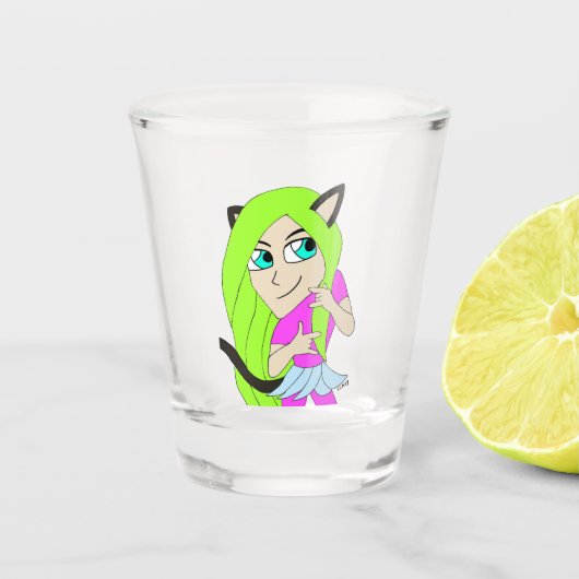 chibi catgirl shot glas (Voorkant)