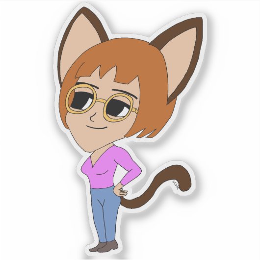 chibi catgirl sticker (Voorkant)