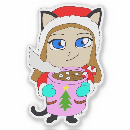 chibi catgirl sticker (Voorkant)