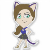 chibi catgirl sticker (Voorkant)