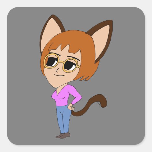 chibi catgirl sticker (Voorkant)