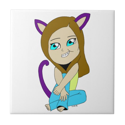 chibi catgirl tegeltje (Voorkant)