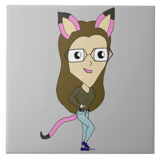 chibi catgirl tegeltje (Voorkant)