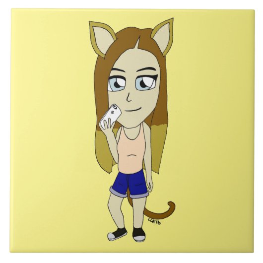Chibi Catgirl Tegeltje (Voorkant)