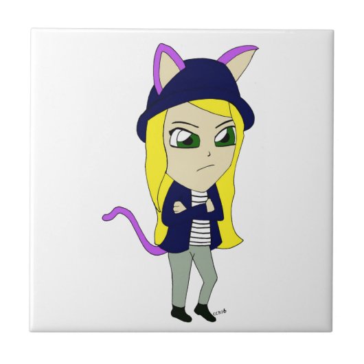 chibi catgirl tegeltje (Voorkant)
