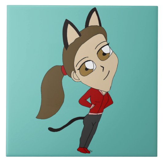 chibi catgirl tegeltje (Voorkant)
