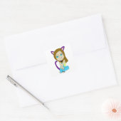 chibi catgirl vierkante sticker (Envelop)