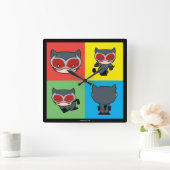 Chibi Catoman Character Poses Vierkante Klok (Huis)