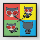 Chibi Catoman Character Poses Vierkante Klok (Voorkant)