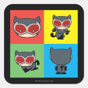 Chibi Catoman Character Poses Vierkante Sticker