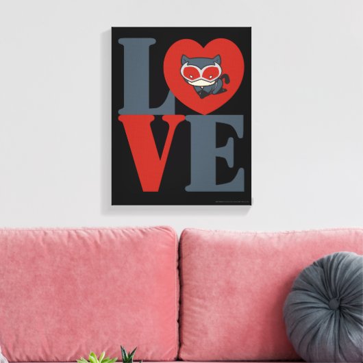 Chibi Catoman LOVE Canvas Afdruk (Insitu (Woonkamer))