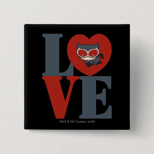 Chibi Catoman LOVE Vierkante Button 5,1 Cm (Voorkant)