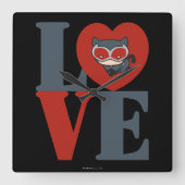 Chibi Catoman LOVE Vierkante Klok (Voorkant)
