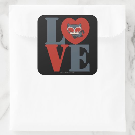 Chibi Catoman LOVE Vierkante Sticker (Tas)