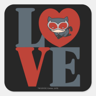 Chibi Catoman LOVE Vierkante Sticker