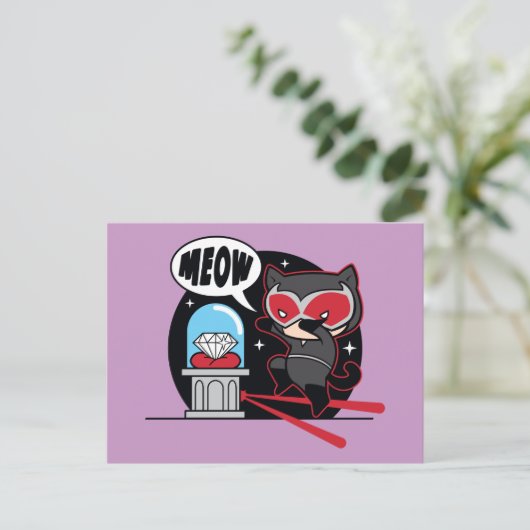 Chibi Catoman Stealing A Diamond Briefkaart (Staand voorkant)