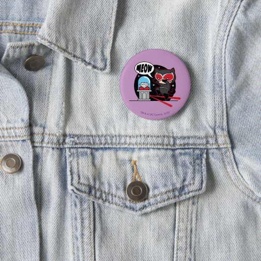 Chibi Catoman Stealing A Diamond Ronde Button 5,7 Cm (In situ)
