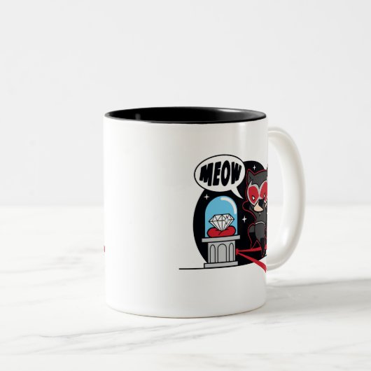 Chibi Catoman Stealing A Diamond Tweekleurige Koffiemok (Voorkant rechts)