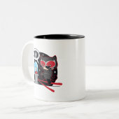 Chibi Catoman Stealing A Diamond Tweekleurige Koffiemok (Voorkant links)