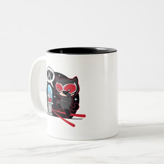 Chibi Catoman Stealing A Diamond Tweekleurige Koffiemok (Voorkant links)