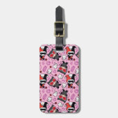 Chibi Catwoman, Harley Quinn, en Kittens Pattern Bagagelabel (Voorkant verticaal)