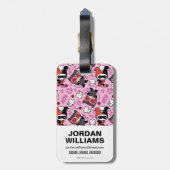 Chibi Catwoman, Harley Quinn, en Kittens Pattern Bagagelabel (Achterkant verticaal)