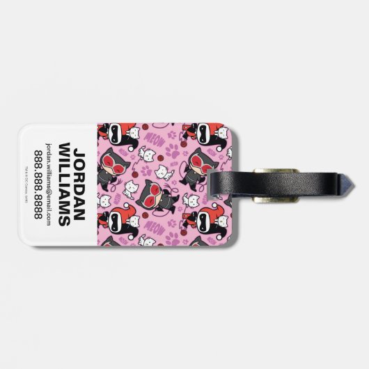 Chibi Catwoman, Harley Quinn, en Kittens Pattern Bagagelabel (Achterkant horizontaal)