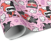 Chibi Catwoman, Harley Quinn, en Kittens Pattern Cadeaupapier (Rol Hoek)