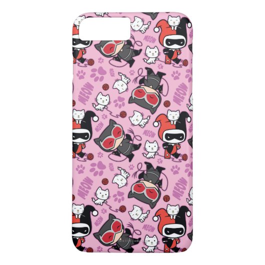 Chibi Catwoman, Harley Quinn, en Kittens Pattern Case-Mate iPhone Case (Achterkant)
