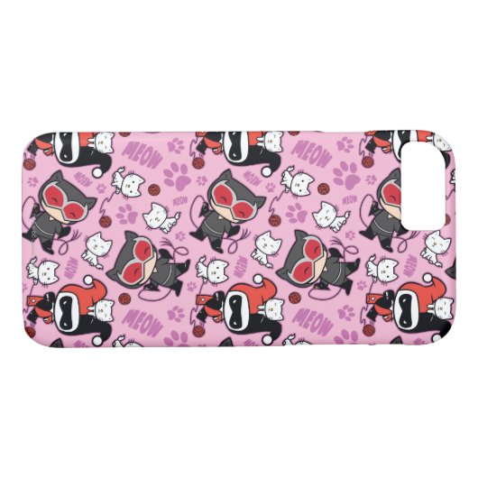 Chibi Catwoman, Harley Quinn, en Kittens Pattern Case-Mate iPhone Case (Achterkant (Horizontaal))