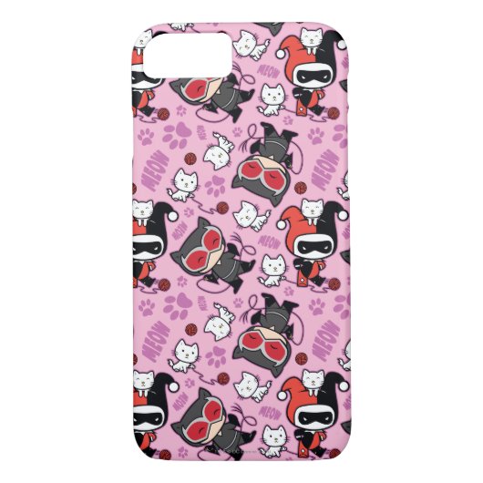 Chibi Catwoman, Harley Quinn, en Kittens Pattern Case-Mate iPhone Case (Achterkant)