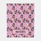Chibi Catwoman, Harley Quinn, en Kittens Pattern Fleece Deken (Voorkant)