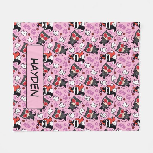 Chibi Catwoman, Harley Quinn, en Kittens Pattern Fleece Deken (Voorkant (Horizontaal))