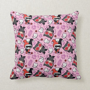 Chibi Catwoman, Harley Quinn, en Kittens Pattern Kussen