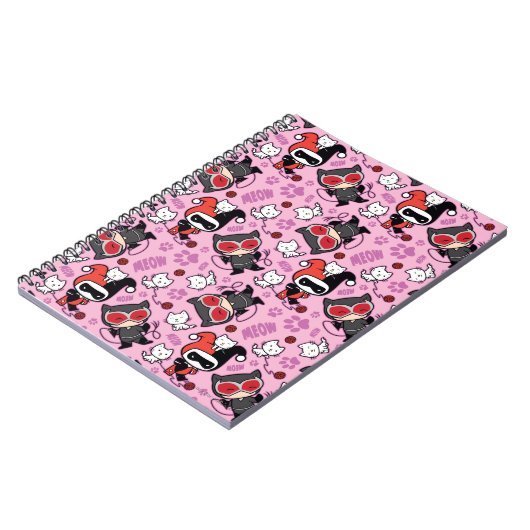 Chibi Catwoman, Harley Quinn, en Kittens Pattern Notitieboek (Linkerzijde)