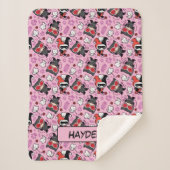 Chibi Catwoman, Harley Quinn, en Kittens Pattern Sherpa Deken (Voorkant)