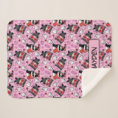 Chibi Catwoman, Harley Quinn, en Kittens Pattern Sherpa Deken (Voorkant (horizontaal))