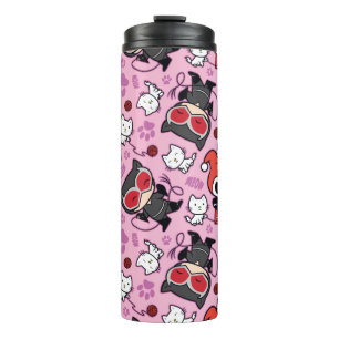 Chibi Catwoman, Harley Quinn, en Kittens Pattern Thermosbeker